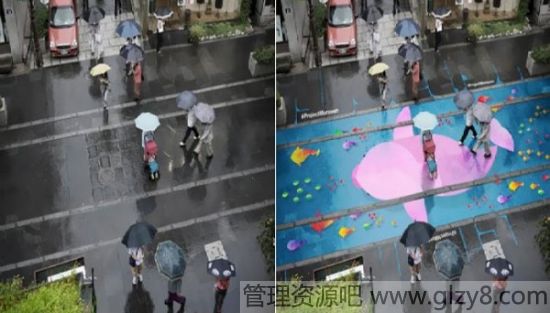 下雨天街头给你一片神奇“海底世界”