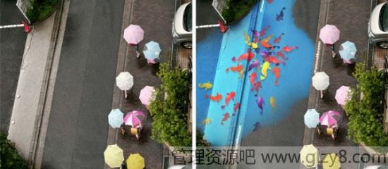 下雨天街头给你一片神奇“海底世界”