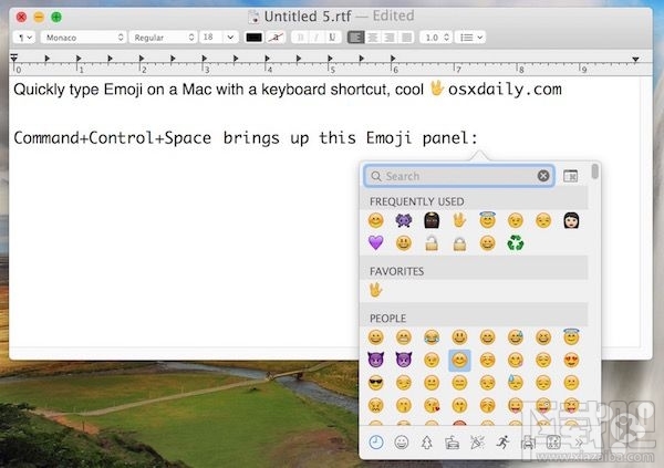 Mac中快速调出Emoji表情的界面方法