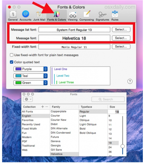 如何更改Mac OS X中的邮件字体大小