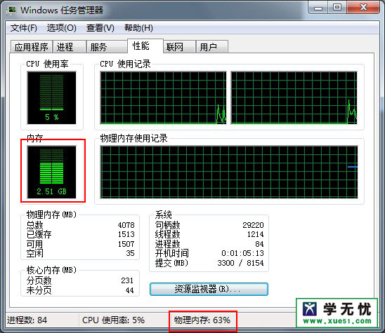 物理内存使用率怎么看