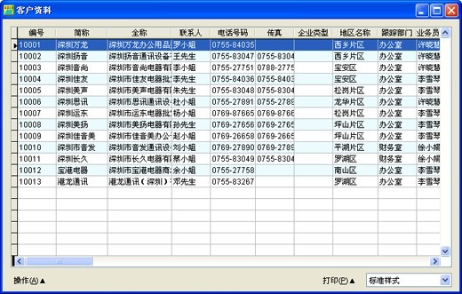 蓝软7000ERP表格窗口及树形窗口操作说明