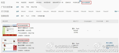 阿里布局流量端口 新浪微博钻展价格曝光