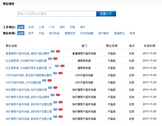 传百度招兵买马 拟全面扩充产品运营体系