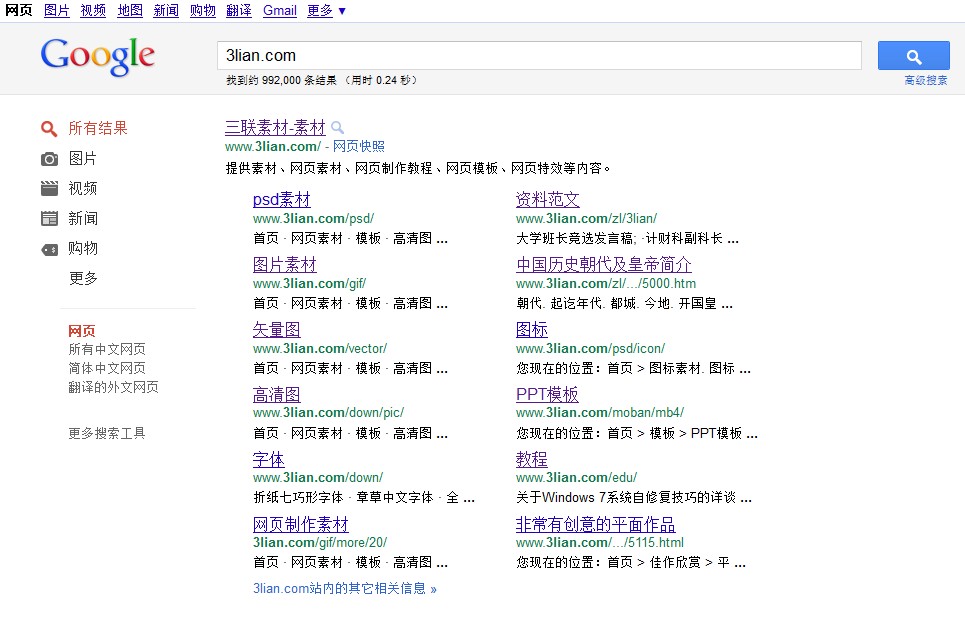 Google Sitelink 升级 IE6暂无法展示