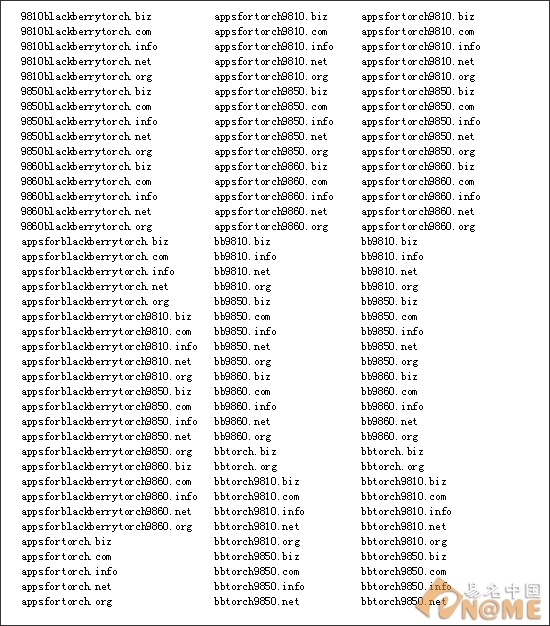 黑莓新注566个域名：98系列杂米近500个