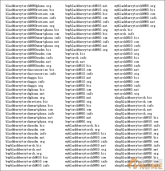 黑莓新注566个域名：98系列杂米近500个