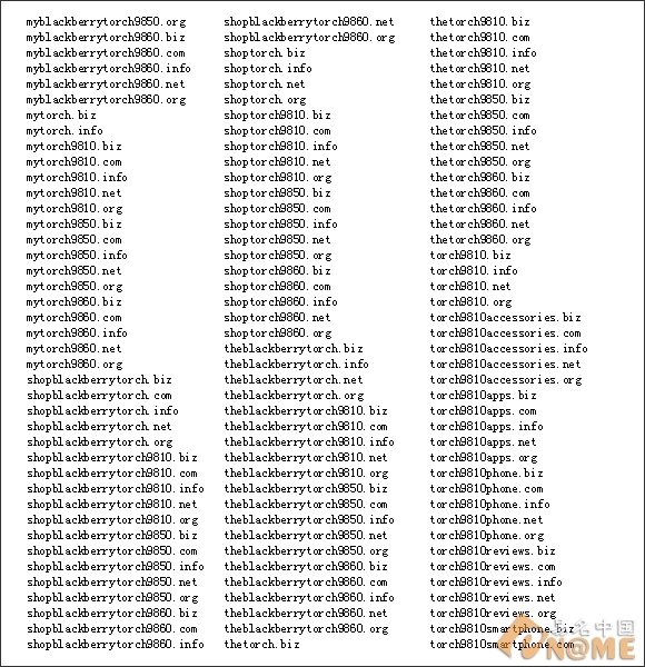 黑莓新注566个域名：98系列杂米近500个