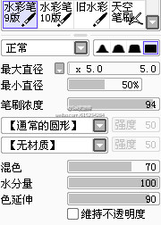 4款水彩泼墨SAI画笔参数设置