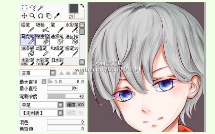SAI 动漫人物头发精上色教程
