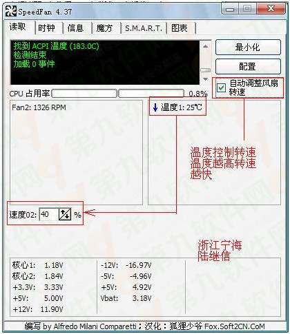 SpeedFan怎么设置cpu风扇调速？