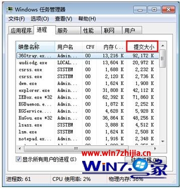 Win7 ghost纯净版系统利用任务管理器查看软件所耗虚拟内存的方法