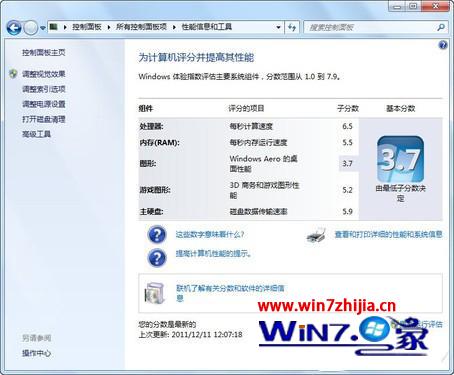 Win7系统如何使用自带windows体验指数给计算机硬件评分