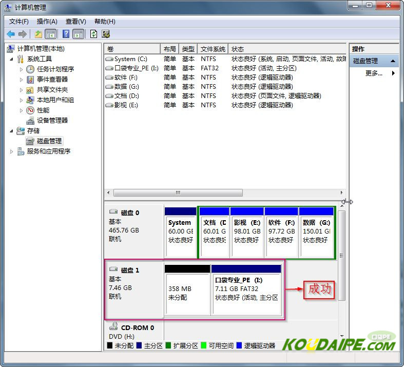 在win7中怎么检查U盘启动盘制作成功与否?