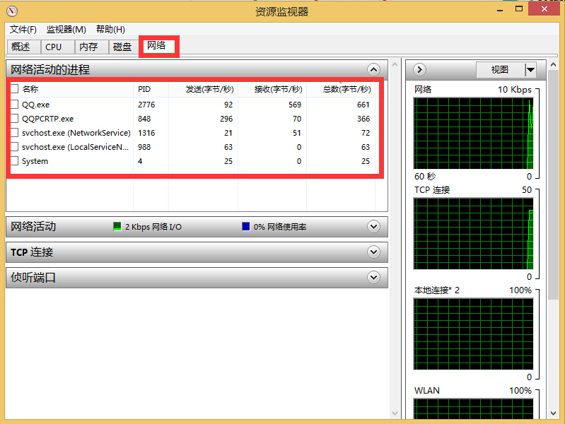 win8系统如何快速查看硬件资源和带宽使用情况