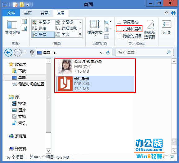 Win8系统中如何显示/隐藏文件扩展名