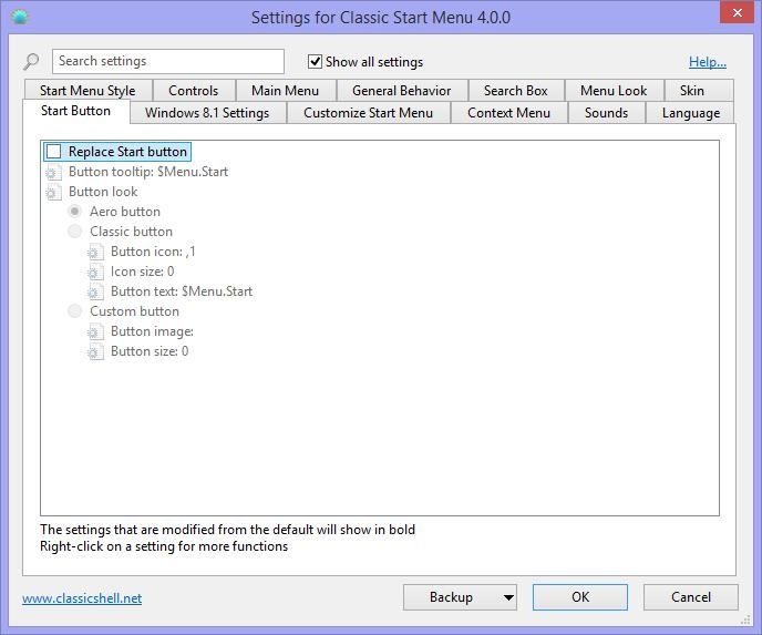 Classic Shell经典win8.1开始菜单设置