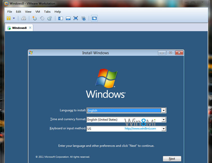 VMware Workstation 8 安装Windows8教程