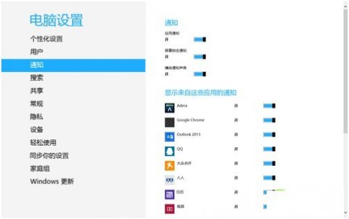 win8系统下通知设置详解