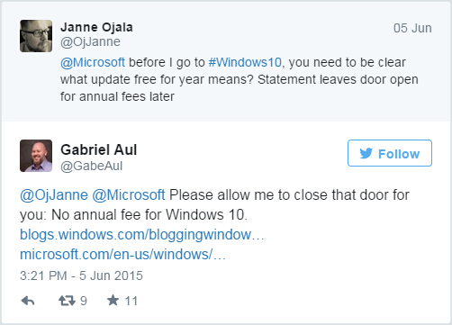 Windows 10不会收取年费 微软负责人Gabriel Aul承诺