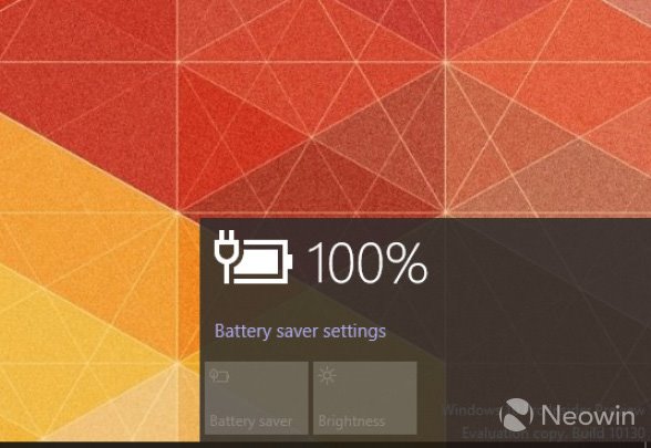 Windows 10 build 10130电池显示改进