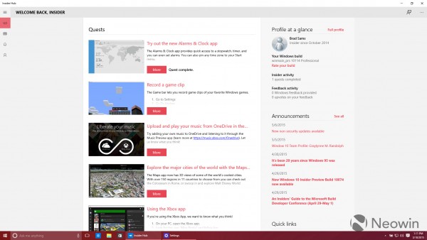 Win10 10114预览版Insider Hub有哪些改变