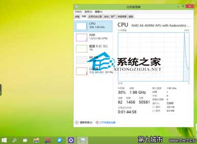 Win10任务管理器性能小窗口模式查看性能信息教程