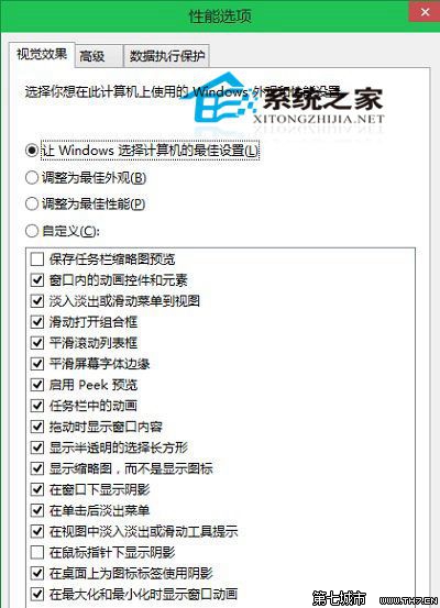 Win10系统如何让用户自定义外观和性能等选项