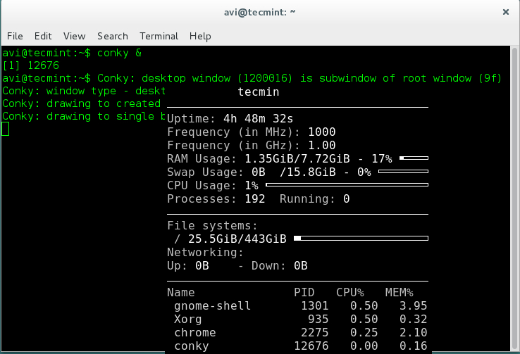 Linux下用Conky来监视系统运行信息的教程