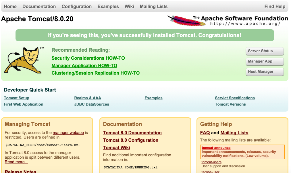 Mac系统中Apache Tomcat安装配置