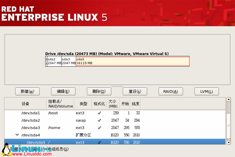 Red Hat Enterprise Linux 5.X的图形安装教程