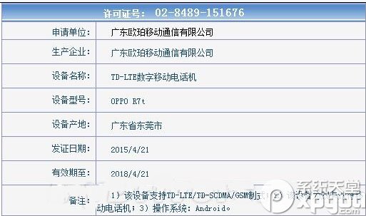 oppo r7通过工信部认证