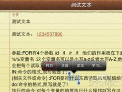 ipad怎么复制文字？