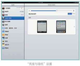 iPad的“亮度与墙纸”设置