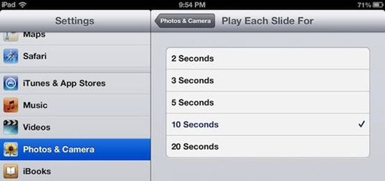 如何在iPad中调整照片幻灯片播放速度