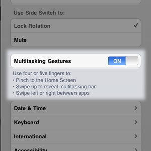 如何在iPad启用iOS 4.3新手势操作