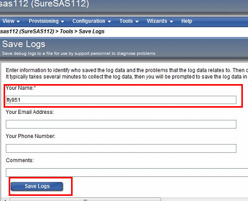 SURE SAS112 管理界面收集日志的方法