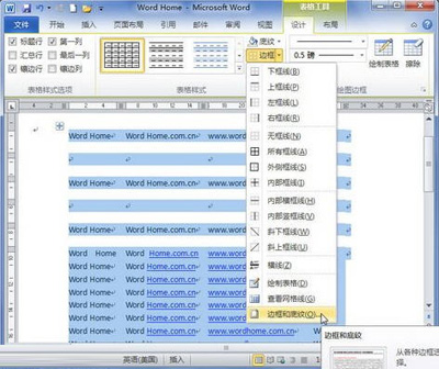 Word2010中编辑表格边框的技巧