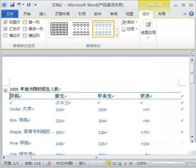 Word2010中添加快速表格的技巧