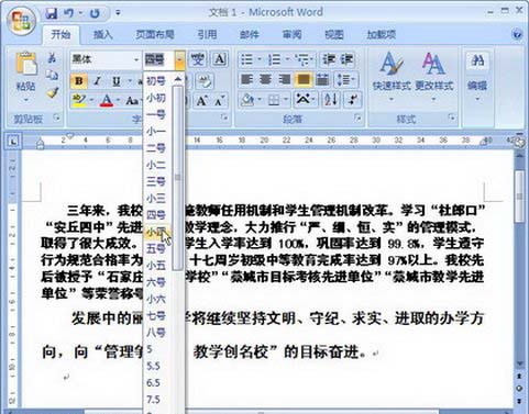 Word2007多种改变字体大小的技巧