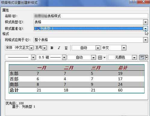 Word2010怎样创建自定义表格样式