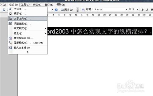 怎么在word2003中实现文字的纵横混排？