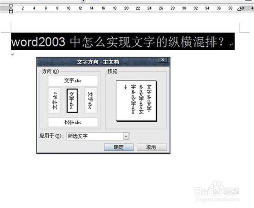 怎么在word2003中实现文字的纵横混排？