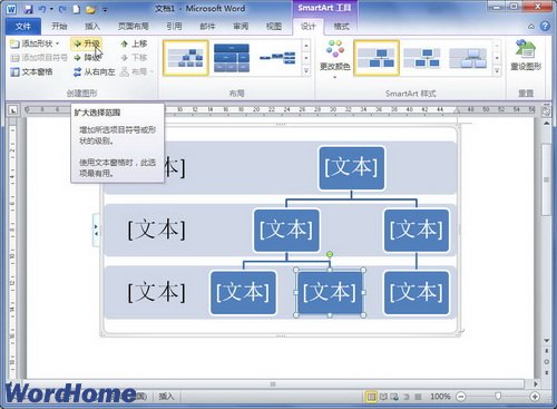 在Word2010中升级或降级SmartArt图形形状