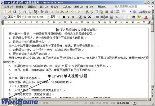 在Word2003中使用“Web版式”视图和“大纲”视图