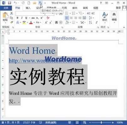 如何显示Word2013文档中的所有格式