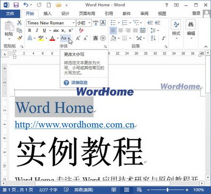 Word2013文档英文字母更改大小写的方法