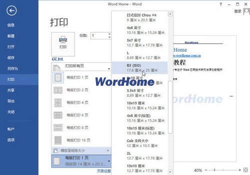 怎样在Word2013中缩放打印文档