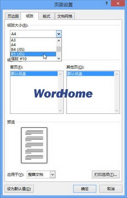 怎样设置Word2013文档的纸张大小