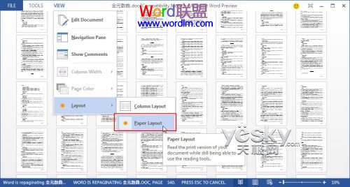 Word2013进入阅读模式、视图设置功能